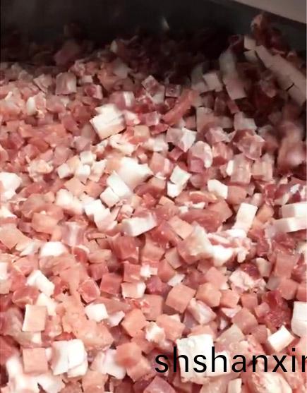 Meat cuber machine cuts briske